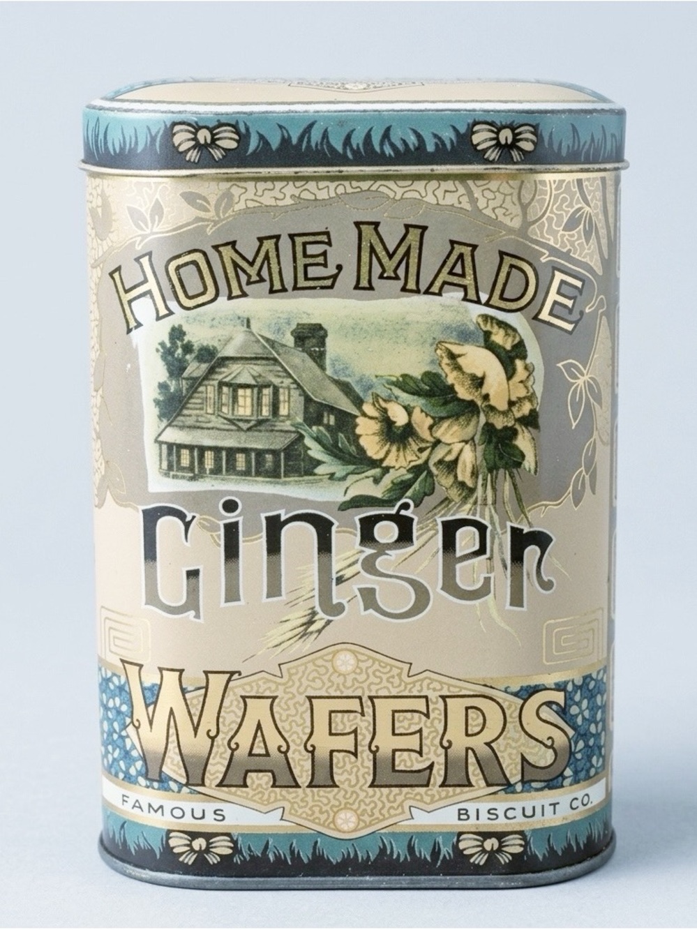 Vintage Daher Homemade Ginger Wafers Tin Made in England Rustic Shabby Chic